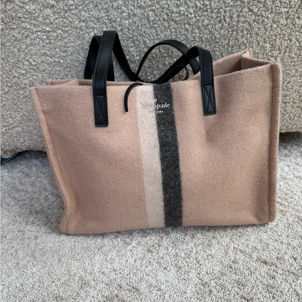 Kate Spade Pink and Black Striped Tote Bag
